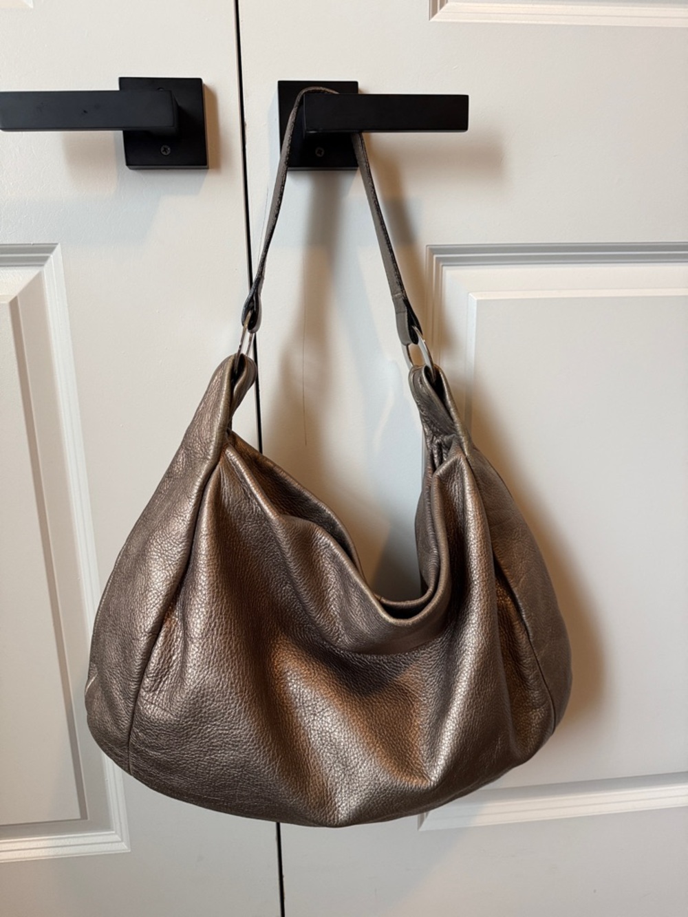 FURLA Metallic Bronze Leather Hobo Bag